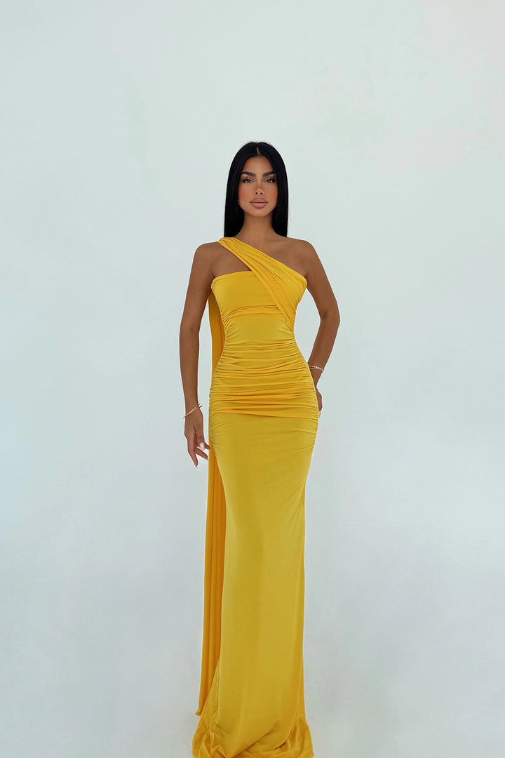 EYY Women Yellow Coraline Multi-Lace Dress - Puyallup