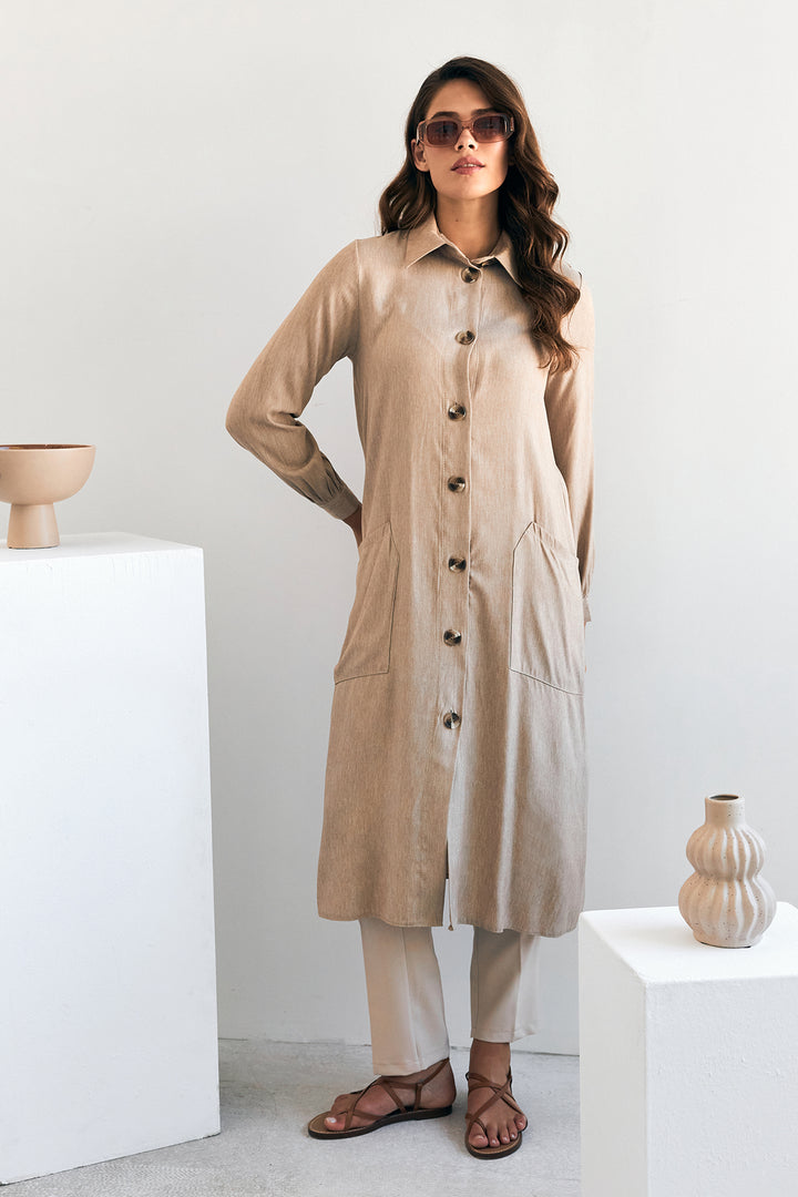 ZRF Women Pocket Detailed Tunic - Beige - Pátra