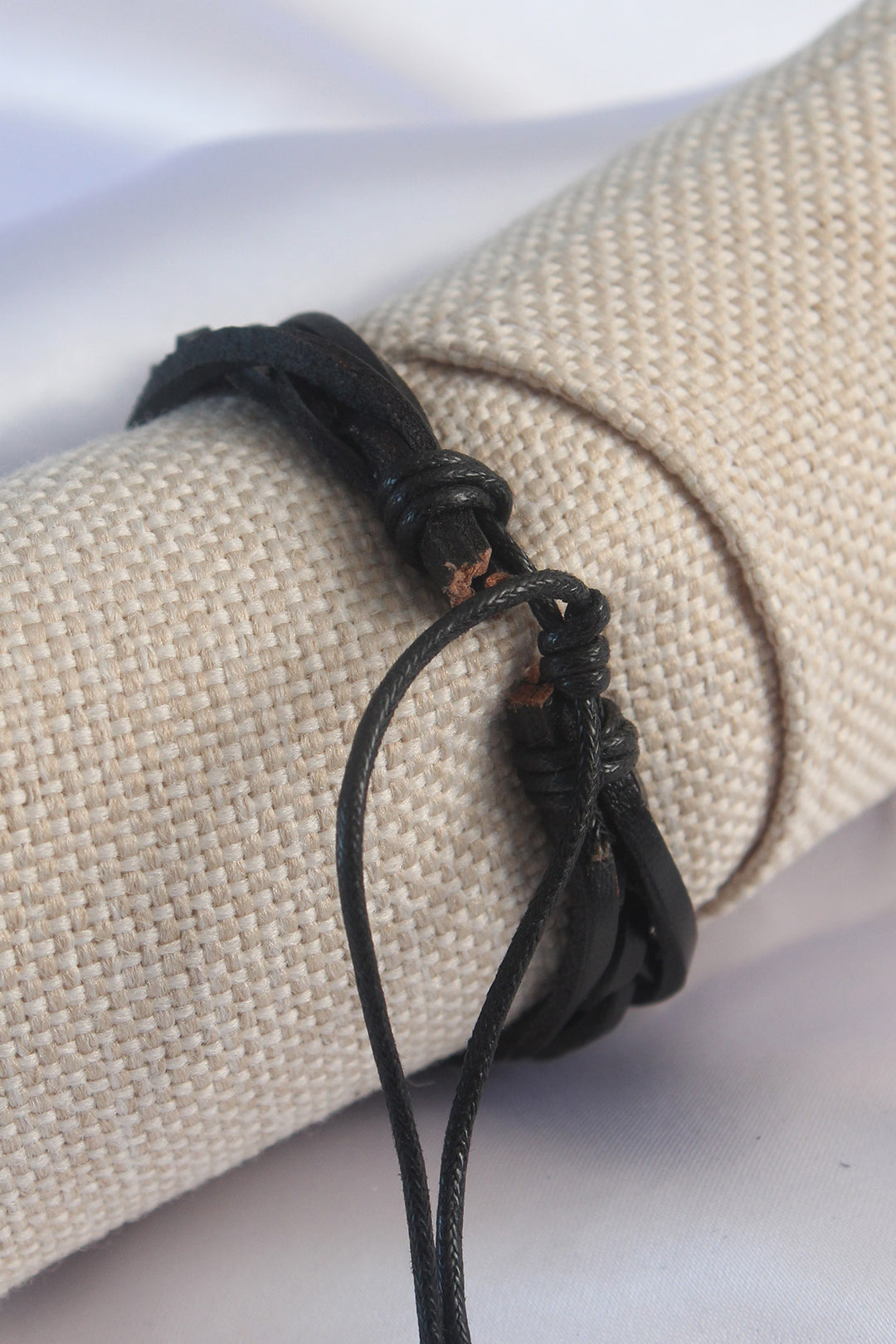 EBJ Black Knitted Pattern Leather Men's Bracelet - Bisceglie