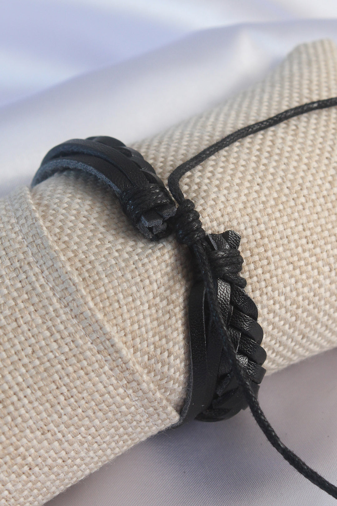 EBJ Black Spiral Design Leather Men's Bracelet - Jelgava