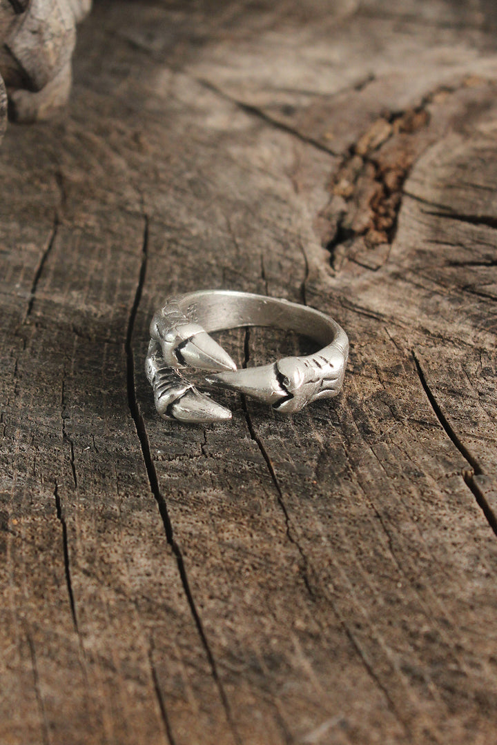 EBJ Antique Silver Color Claw Model Adjustable Men's Ring - Miami