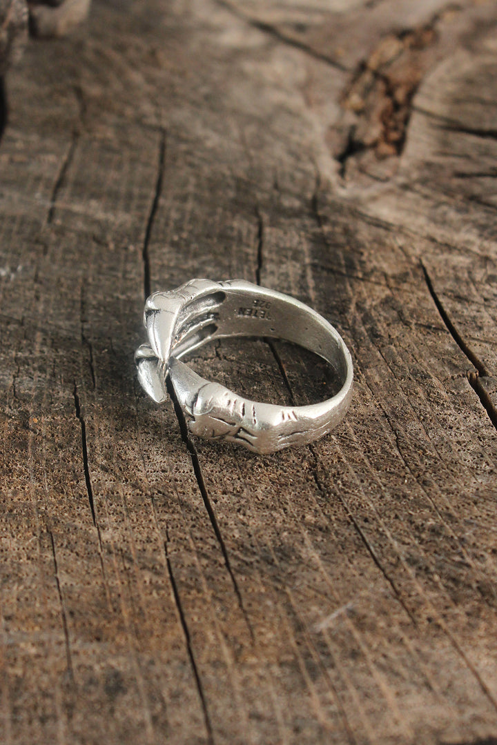 EBJ Antique Silver Color Claw Model Adjustable Men's Ring - Miami