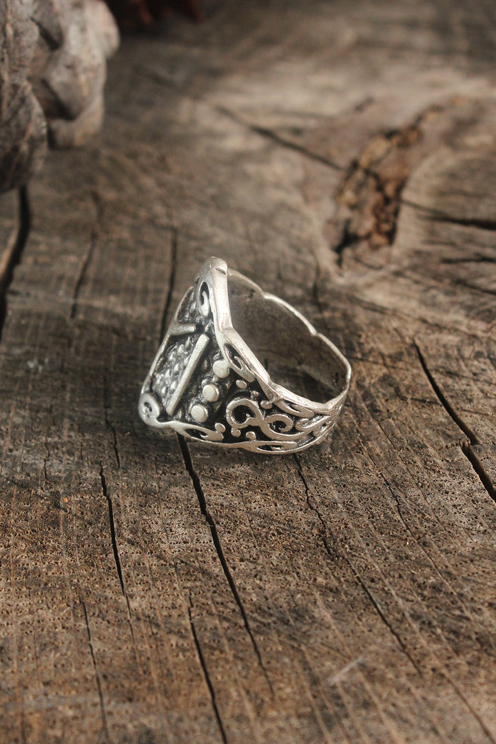 EBJ Antique Silver Color Adjustable Men's Ring - Hilton Head Island
