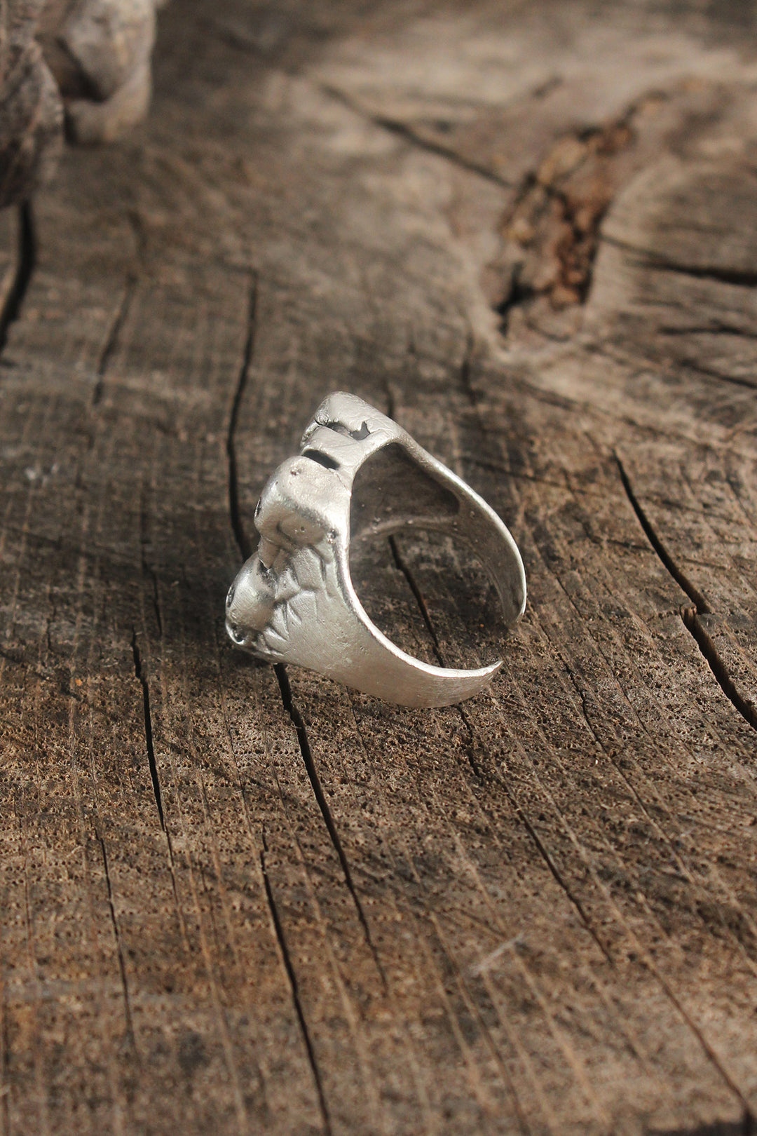 EBJ Antique Silver Color Cross Skull Embossed Adjustable Men's Ring - Oakville