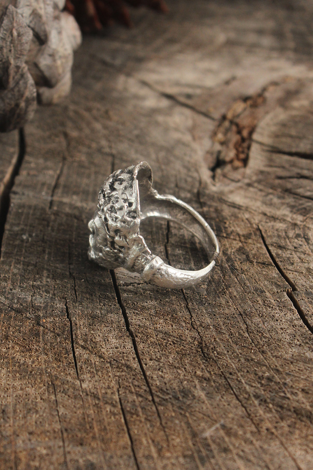 EBJ Ancient Silver Color Socrates Face Model Adjustable Men's Ring - Santa Catarina Otzolotepec