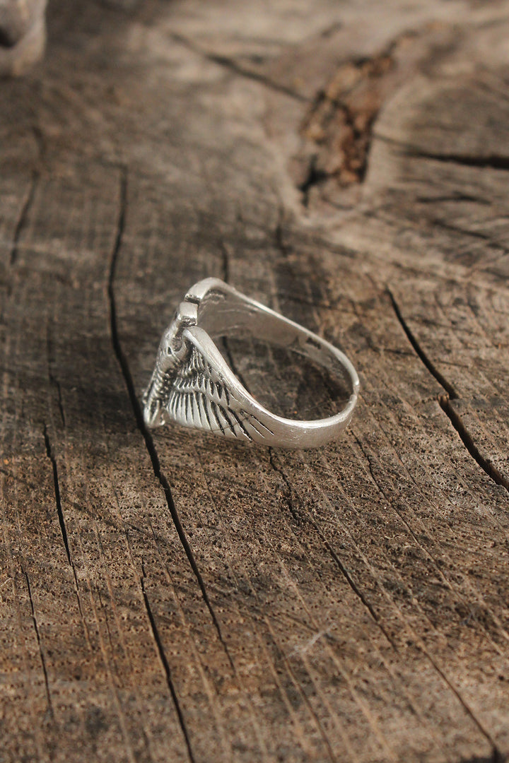 EBJ Antique Silver Color Horus Model Adjustable Men's Ring - Hürth