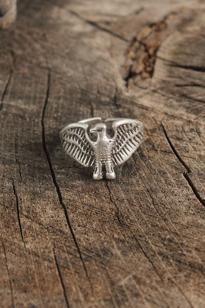 EBJ Antique Silver Color Horus Model Adjustable Men's Ring - Hürth