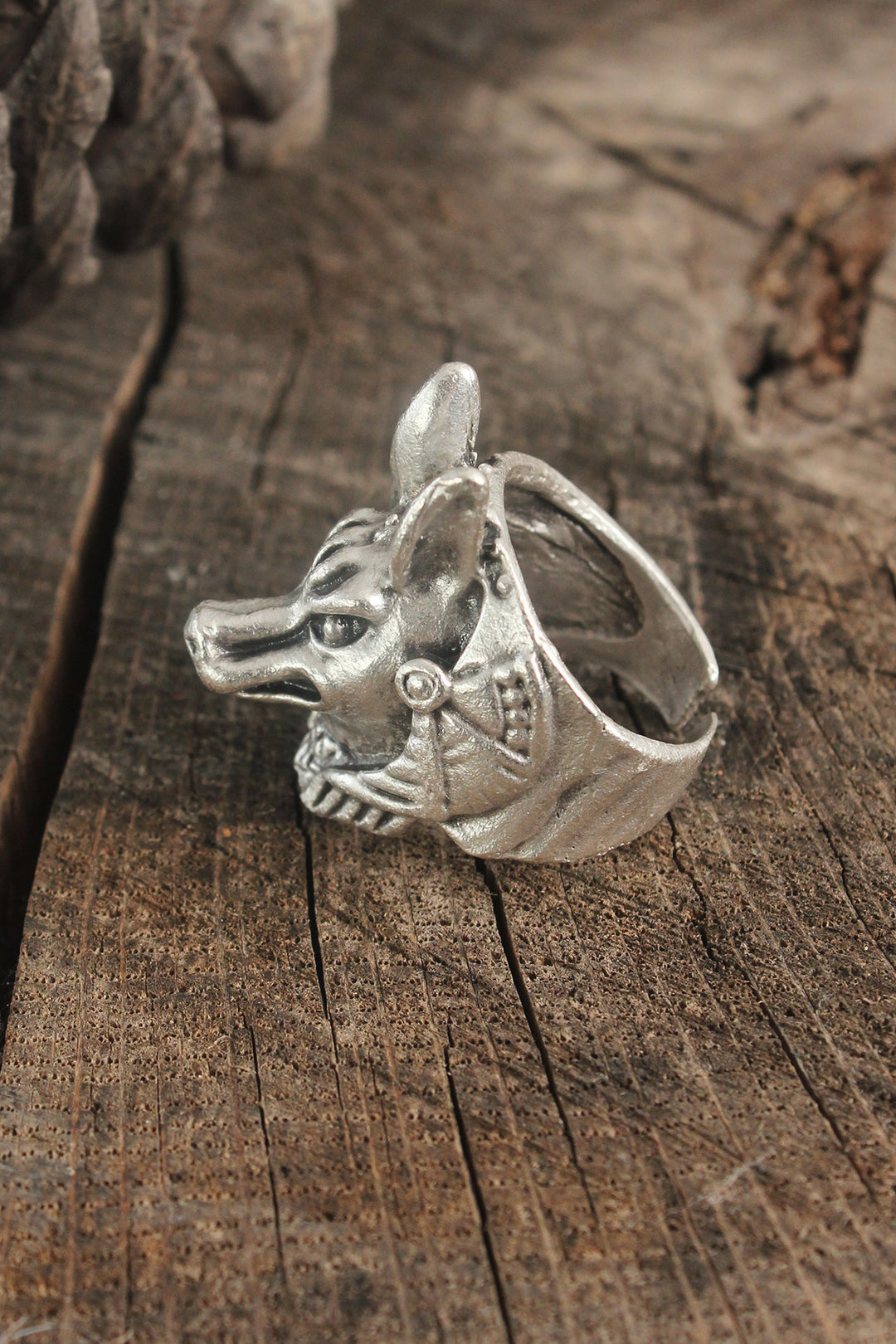 EBJ Ancient Silver Color Anubis Model Adjustable Men's Ring - Chelmsford