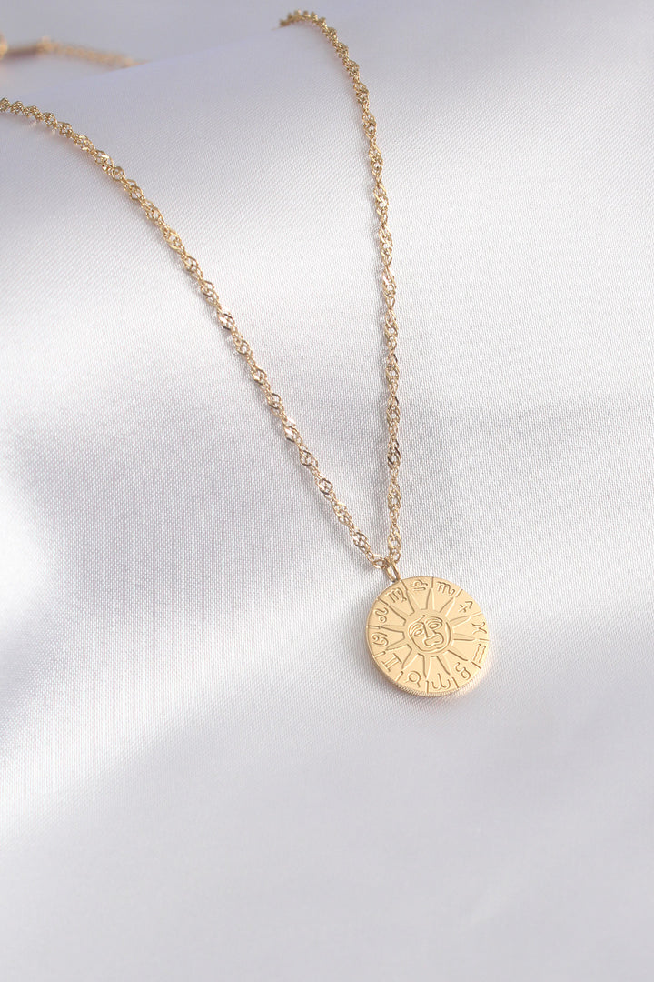 EBJ 316L Steel Gold Color Zodiac Processing Women's Necklace - Pueblo