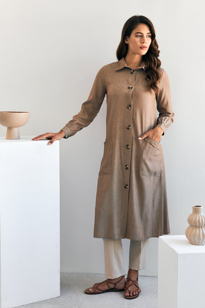 ZRF Women Pocket Detailed Tunic - Brown - Irapuato