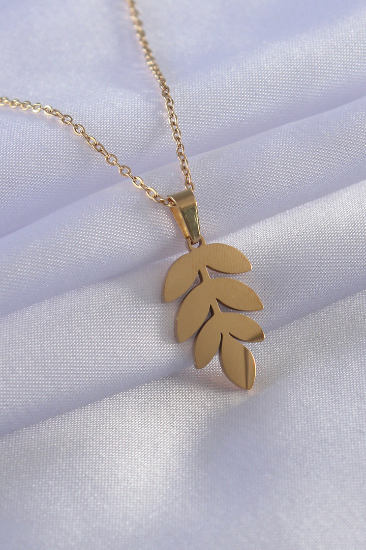 EBJ 316L Stainless Steel Gold Color Leaf Design Women's Necklace - Neu-Ulm
