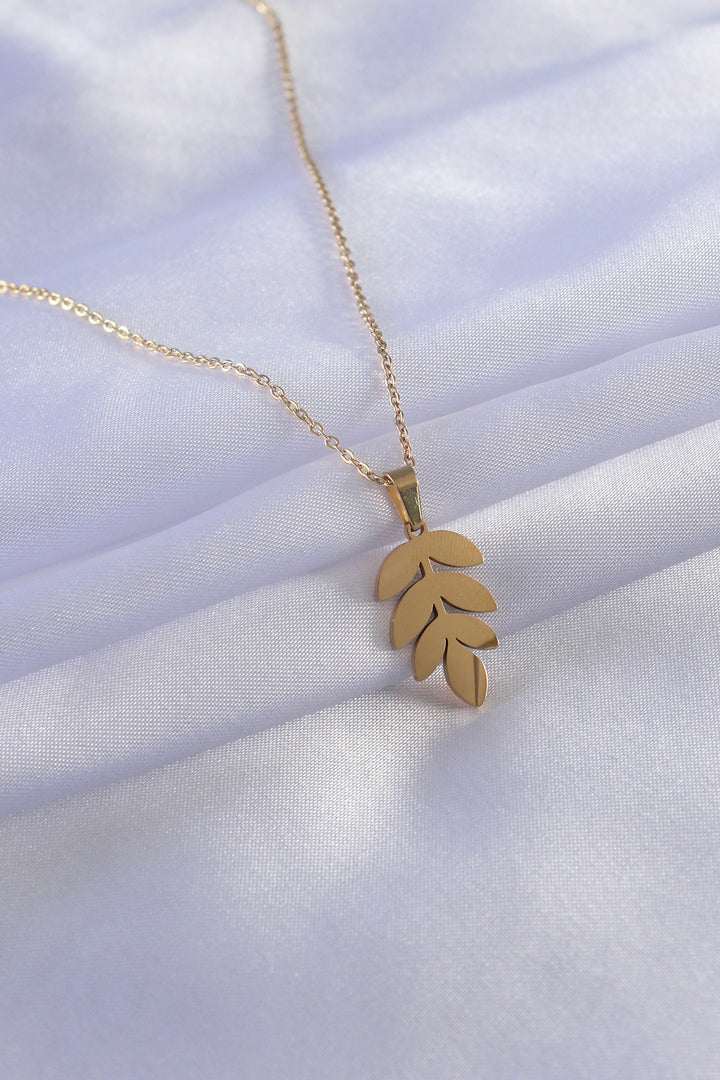 EBJ 316L Stainless Steel Gold Color Leaf Design Women's Necklace - Neu-Ulm