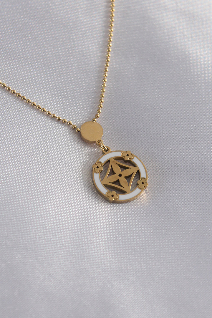 EBJ 316L Steel Gold Color Flower Figure Women's Necklace - Isla