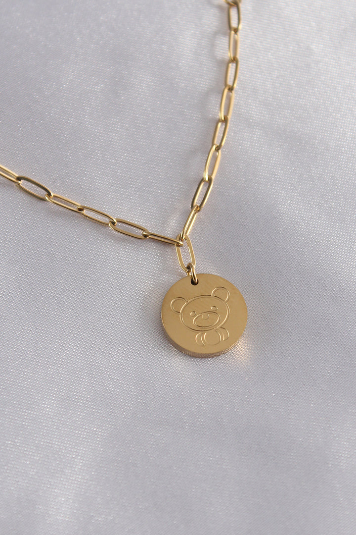 EBJ 316L Steel Gold Color Bear Embroidery Women's Necklace - San Pedro
