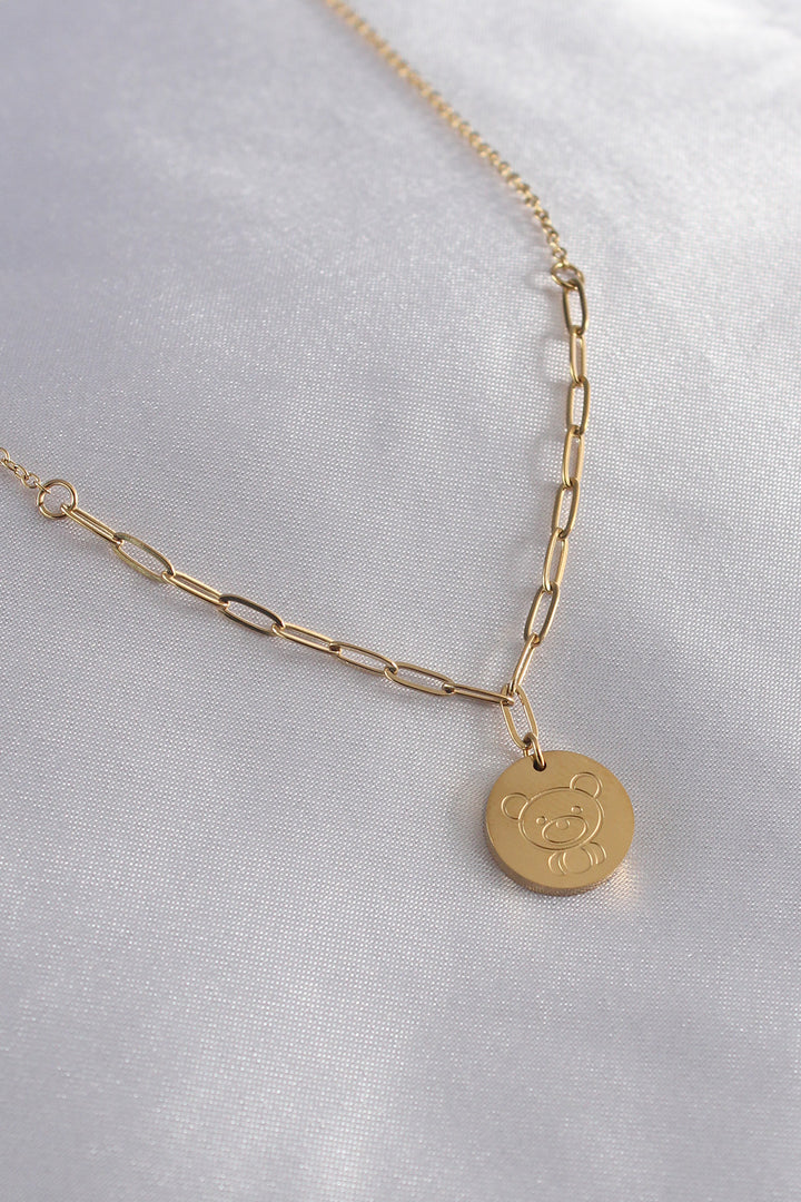 EBJ 316L Steel Gold Color Bear Embroidery Women's Necklace - San Pedro