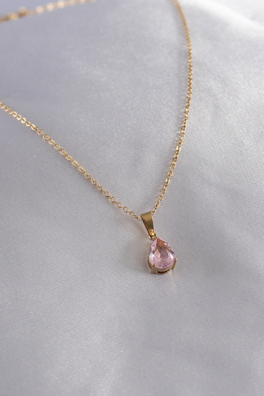 EBJ 316L Steel Gold Color Drop Model Crystal Stone Women's Necklace - Henrietta