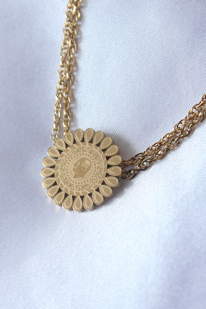 EBJ 316L Steel Gold Color Quarter Gold Double Row Chain Model Women's Necklace - Port Charlotte