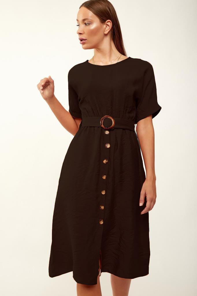 BGD Women BELTED DRESS - Black - La Presa