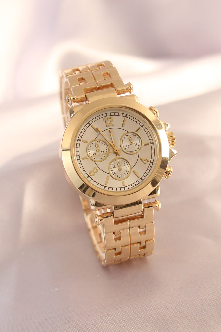 EBJ Gold Color Metal Strap White Interior Design Women's Watch - Ansbach