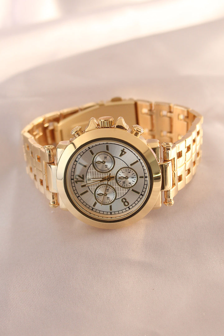 EBJ Gold Color Metal Strap White Interior Design Women's Watch - Ansbach