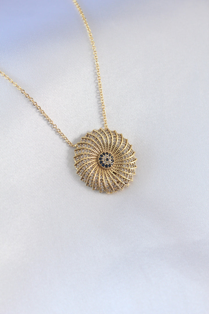 EBJ Gold Color Spiral Design Crystal Stone Detail Women's Necklace - Sion