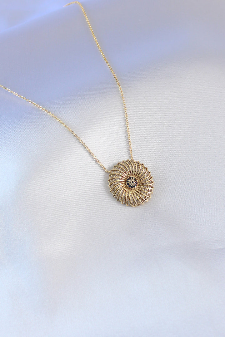 EBJ Gold Color Spiral Design Crystal Stone Detail Women's Necklace - Sion