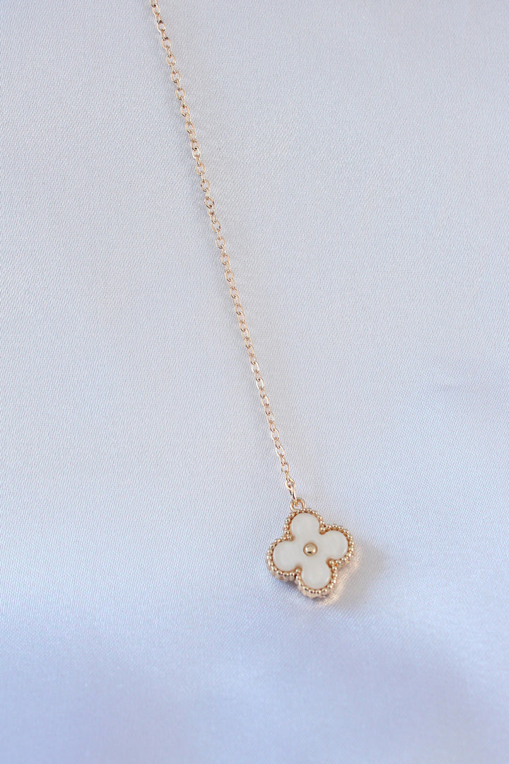 EBJ Gold Color Flower Figure Pearl Beaded Zircon Stone Detail Dangle Model Women's Necklace - Halifax