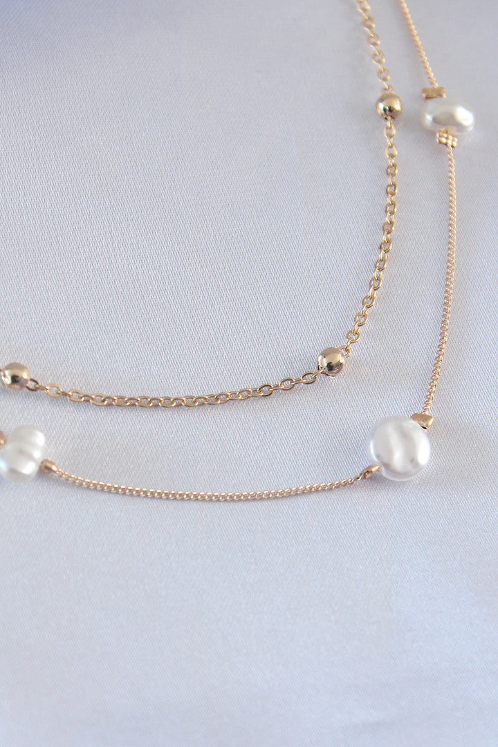 EBJ Gold Color 2-Piece Pearl Women's Necklace - Piedras Negras
