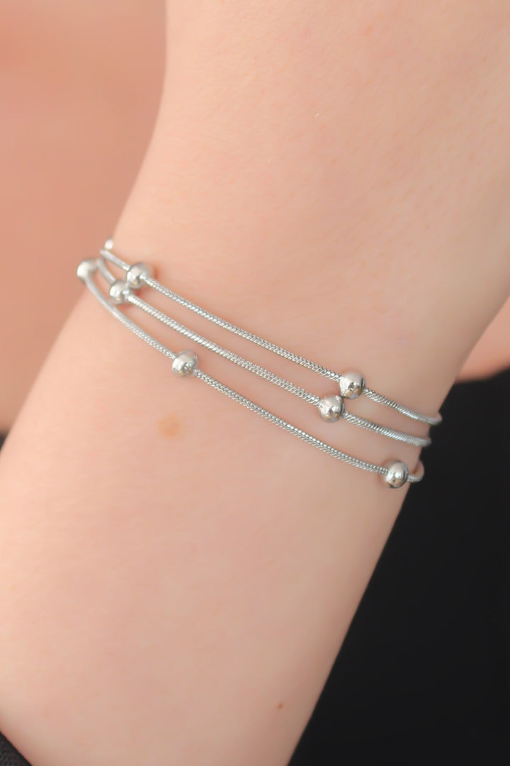 EBJ 316L Stainless Steel Silver Color Minimal Top Figure Women's Bracelet - Long Eaton