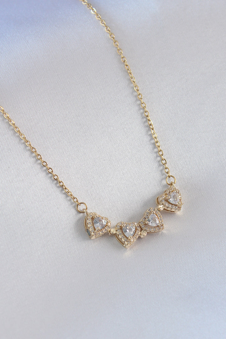 EBJ 316L Steel Gold Color Clover Model Zircon Stone Women's Necklace - Saarlouis