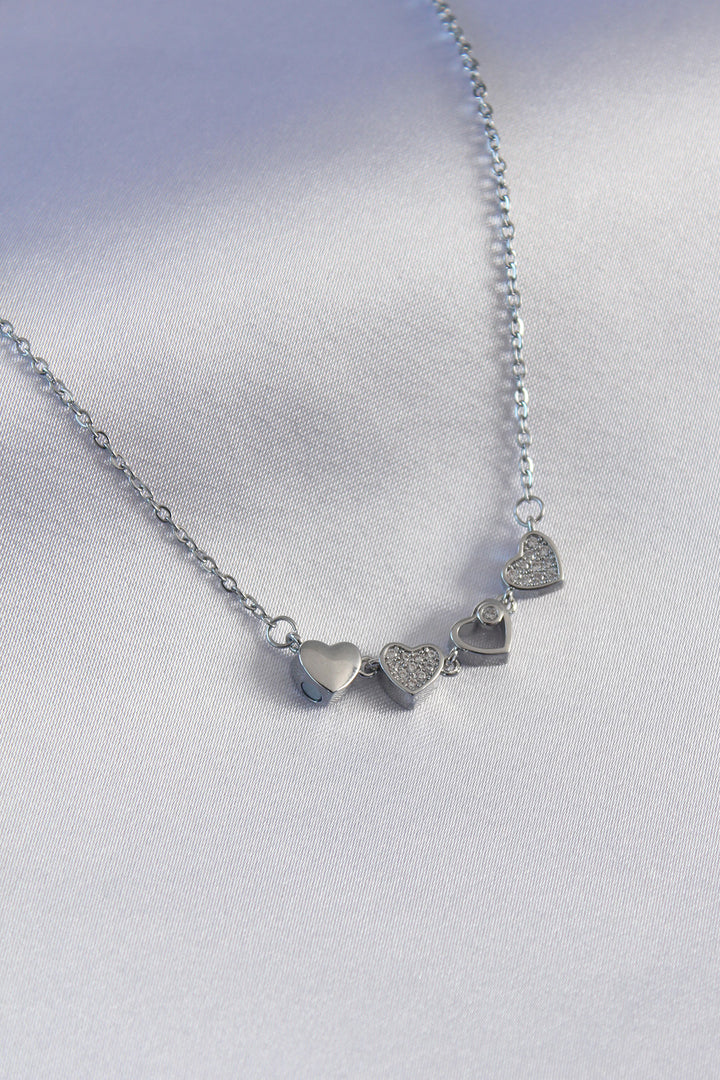 EBJ 316L Stainless Steel Silver Color Clover Model Women's Necklace with Zircon Stone - Ponce