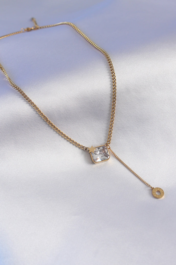 EBJ 316L Steel Gold Color Chain Model Zircon Stone Star Detail Women's Necklace - Tepotzotlán