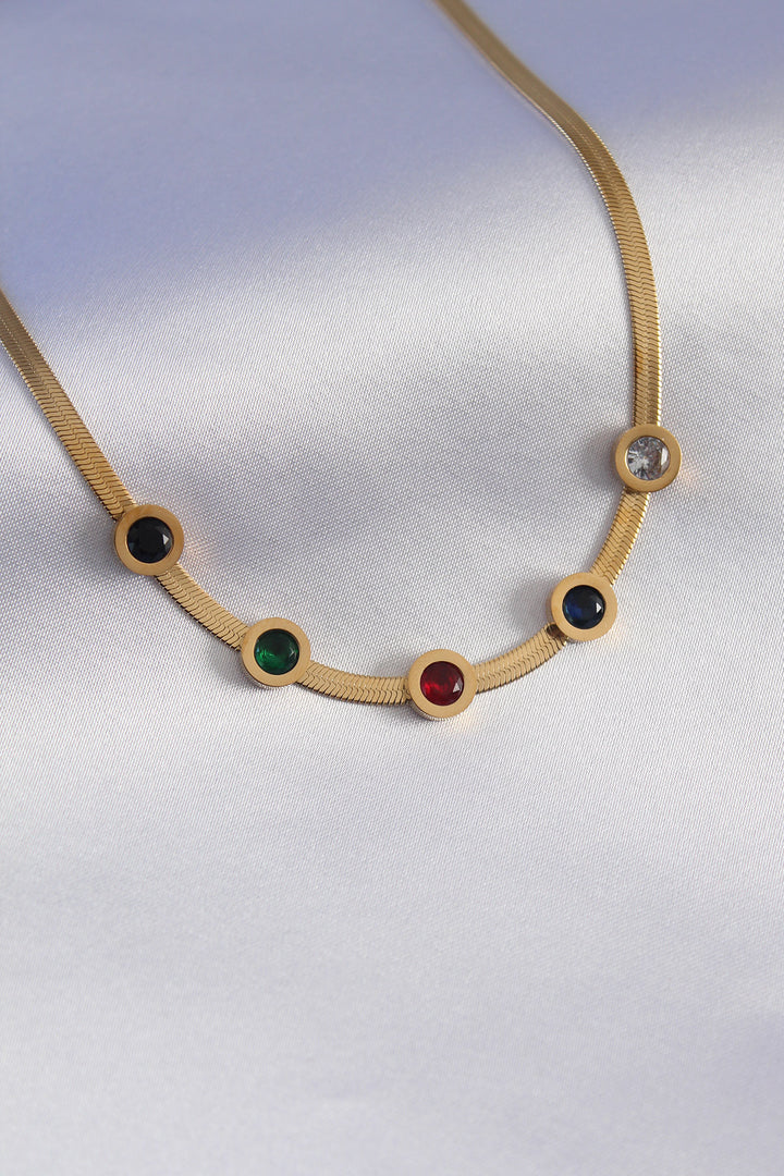 EBJ 316L Steel Gold Color Italian Chain Model Zircon Stone Women's Necklace - Rockville