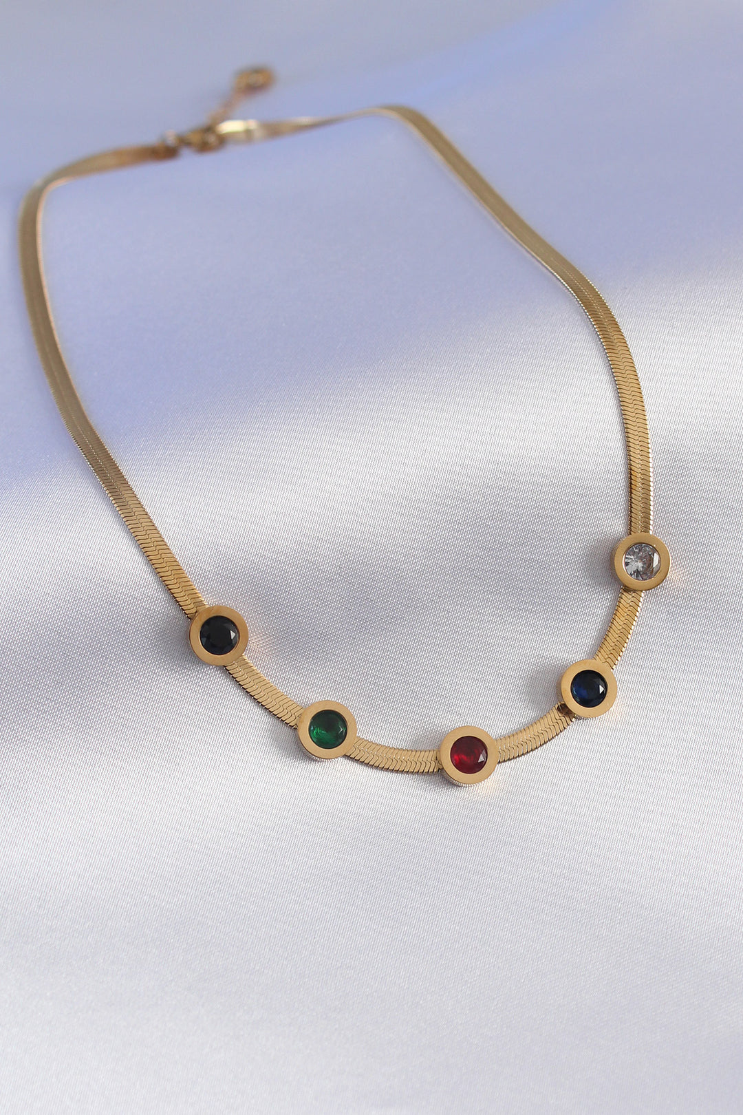 EBJ 316L Steel Gold Color Italian Chain Model Zircon Stone Women's Necklace - Rockville