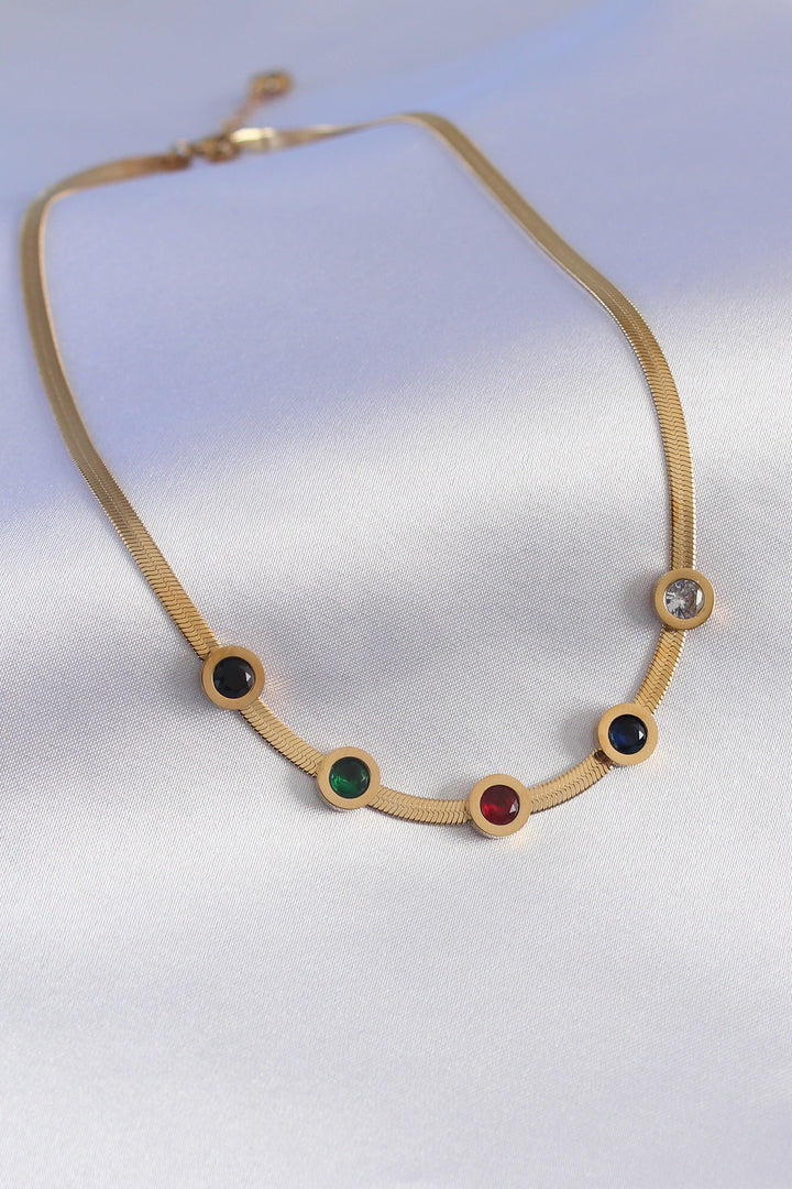 EBJ 316L Steel Gold Color Italian Chain Model Zircon Stone Women's Necklace - Rockville