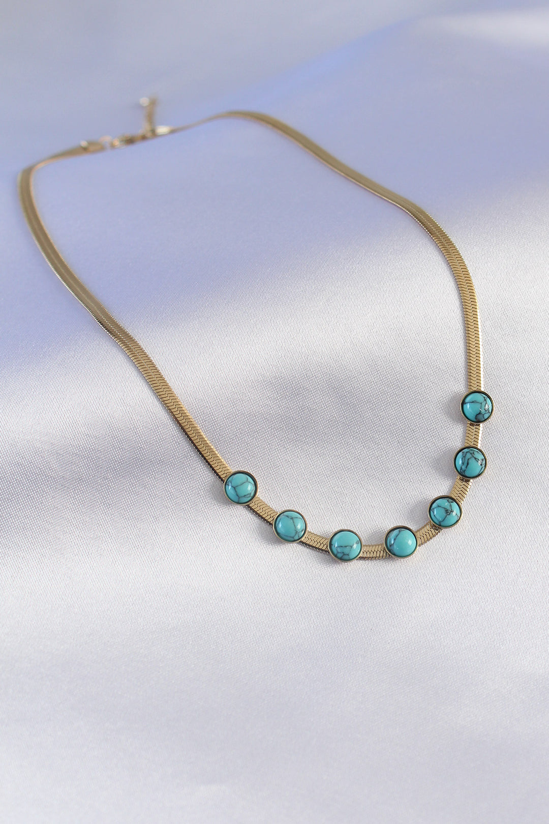 EBJ 316L Steel Gold Color Italian Chain Model Blue Stone Women's Necklace - Vicenza