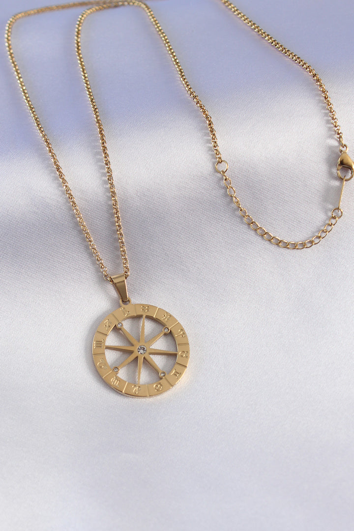 EBJ 316L Steel Gold Color Zodiac Sign Processing Zircon Stone Women's Necklace - Fairfield