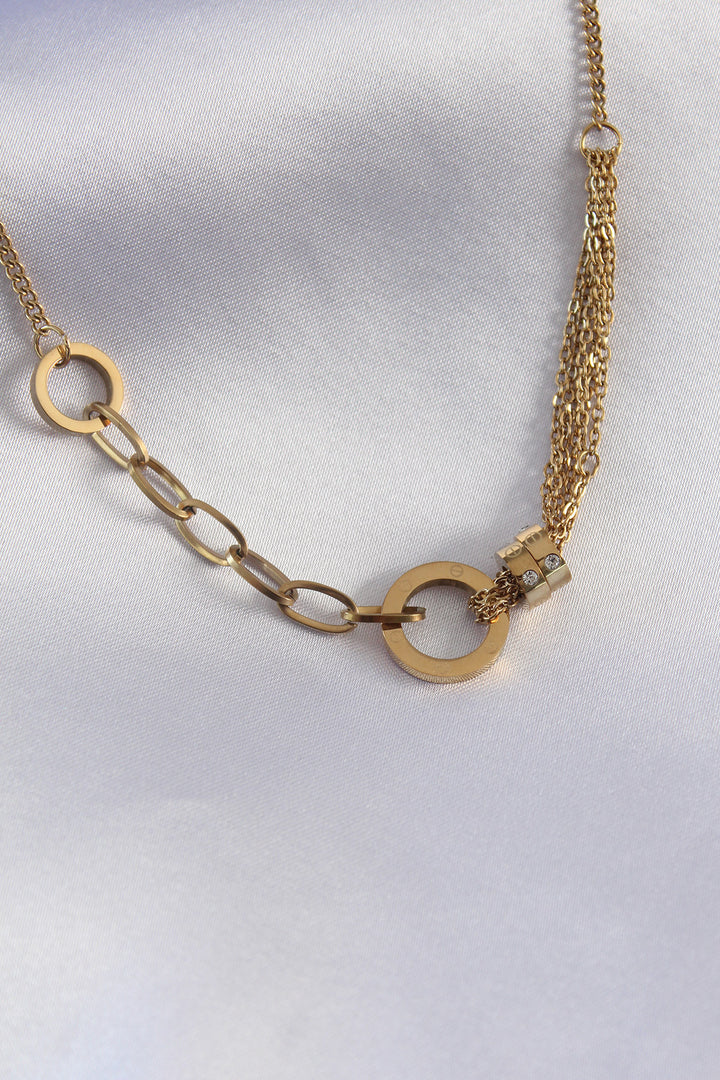 EBJ 316L Steel Gold Color Zircon Stone Detail Women's Necklace - North Ridgeville