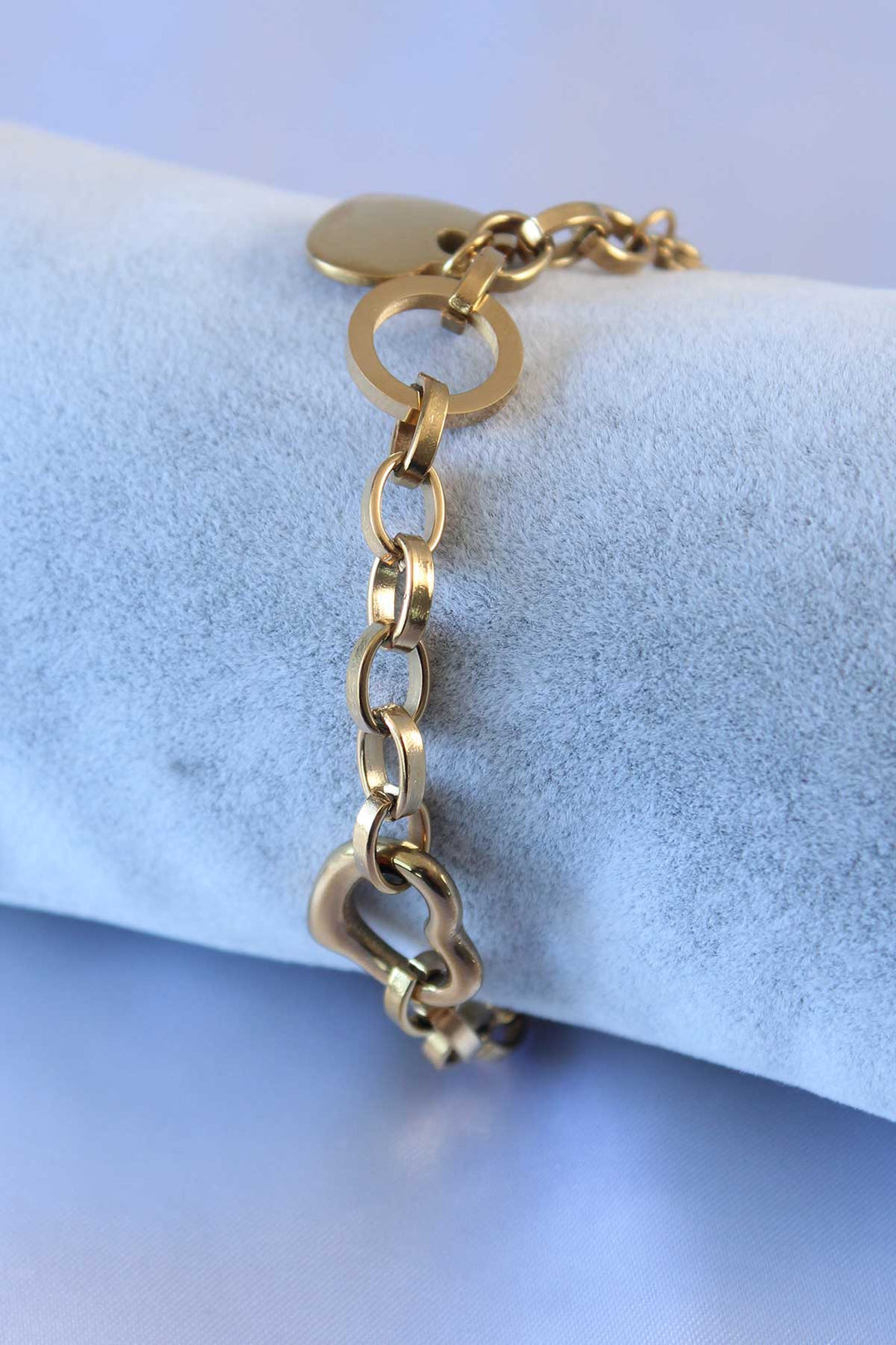 EBJ 316L Steel Gold Color Heart Figure Chain Model Women's Bracelet - Hemet