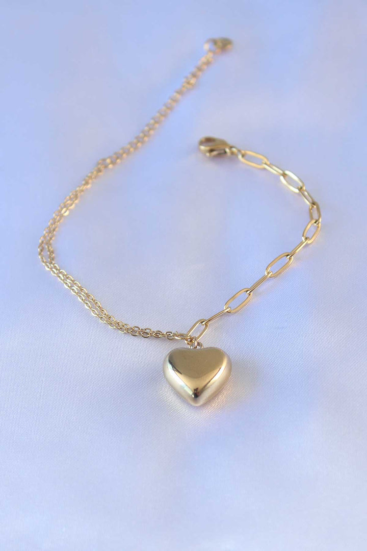 EBJ 316L Steel Gold Color Heart Figure 2-Piece Chain Model Women's Bracelet - Auckland