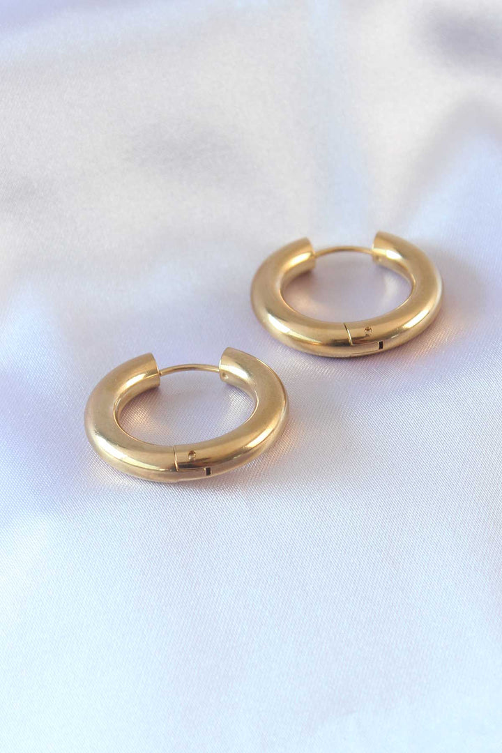 EBJ 316L Stainless Steel Gold Color Ring Model Women's Earring - Winsen