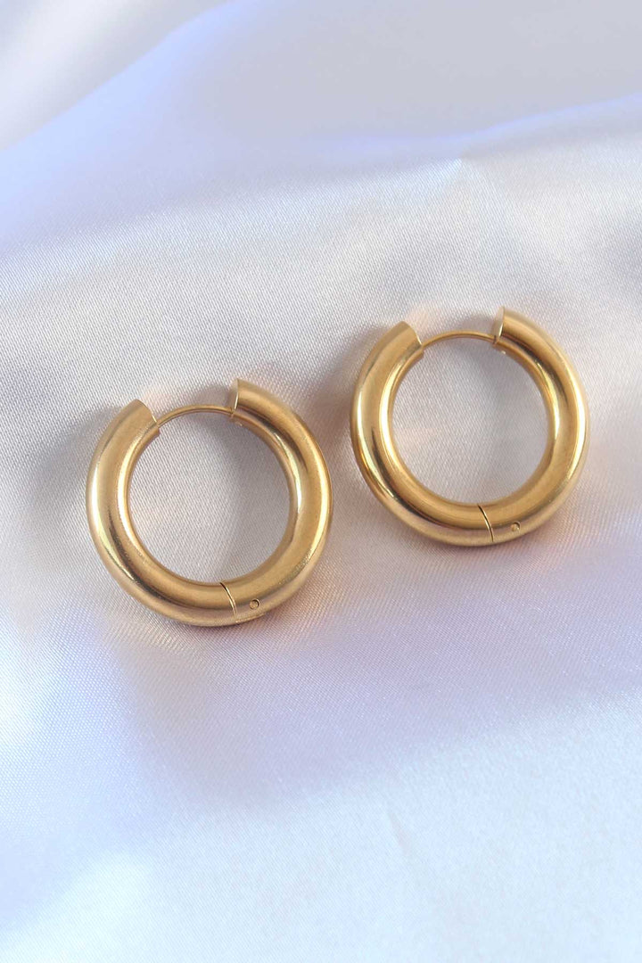 EBJ 316L Stainless Steel Gold Color Ring Model Women's Earring - Winsen