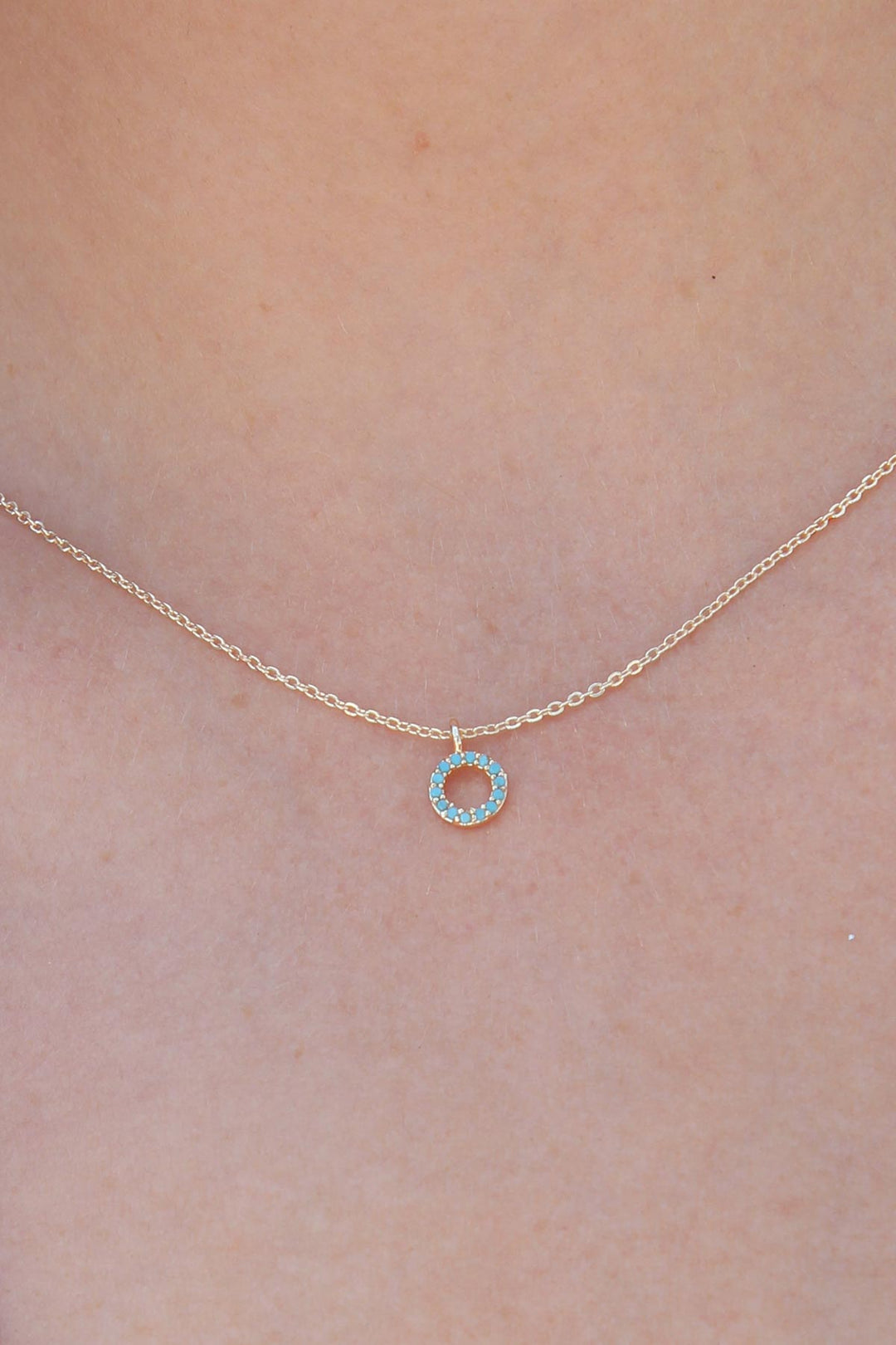 EBJ Gold Color Blue Stone Ring Figure Women Necklace - Nichelino