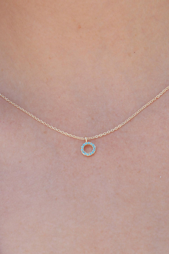 EBJ Gold Color Blue Stone Ring Figure Women Necklace - Nichelino