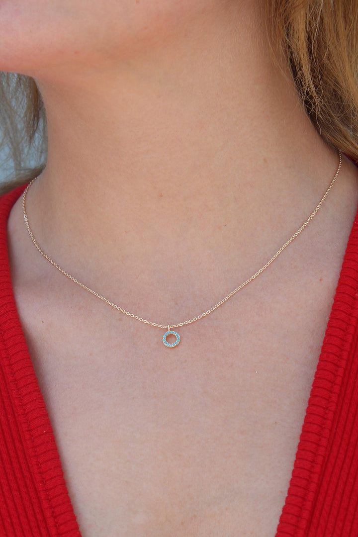 EBJ Gold Color Blue Stone Ring Figure Women Necklace - Nichelino