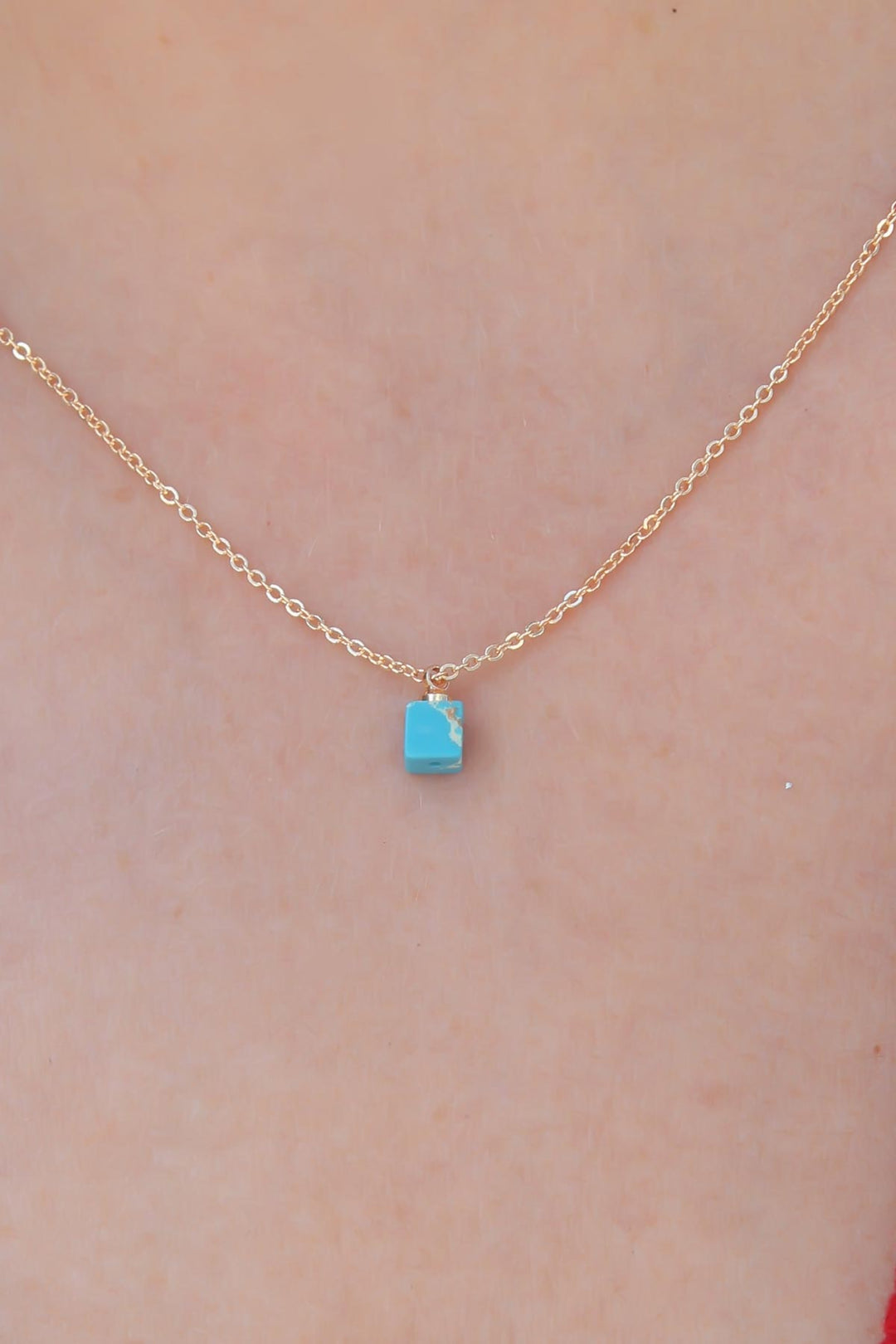 EBJ Gold Color Square Blue Stone Women's Necklace - Quinte West