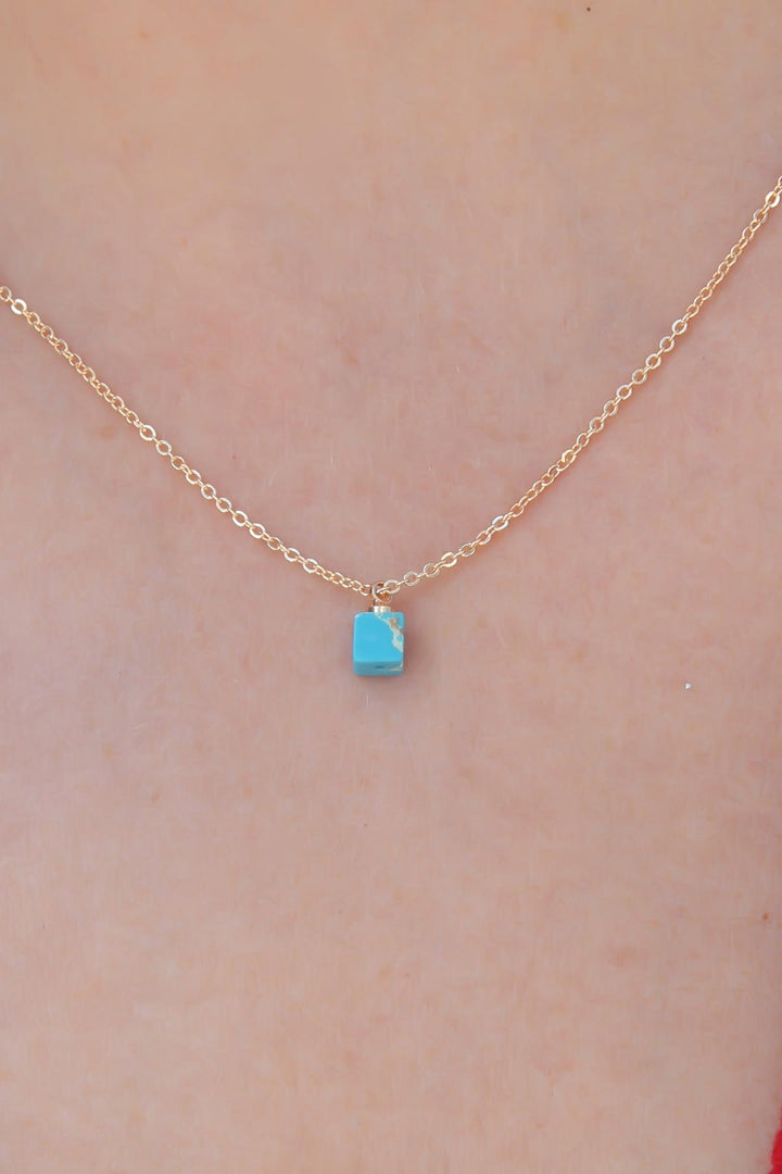 EBJ Gold Color Square Blue Stone Women's Necklace - Quinte West
