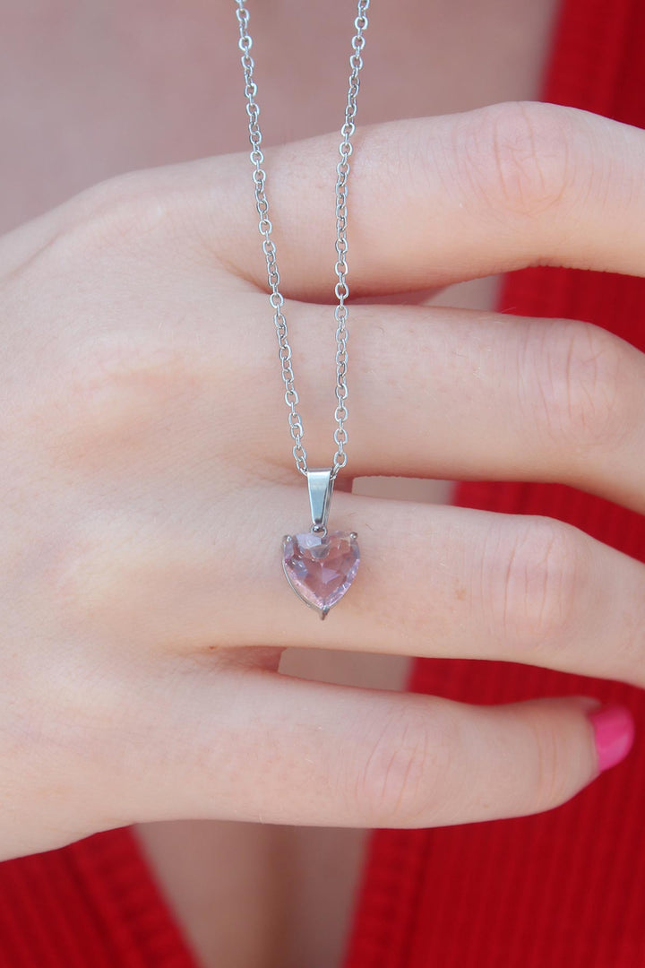 EBJ 316L Stainless Steel Silver Color Crystal Heart Figure Women's Necklace - Villach