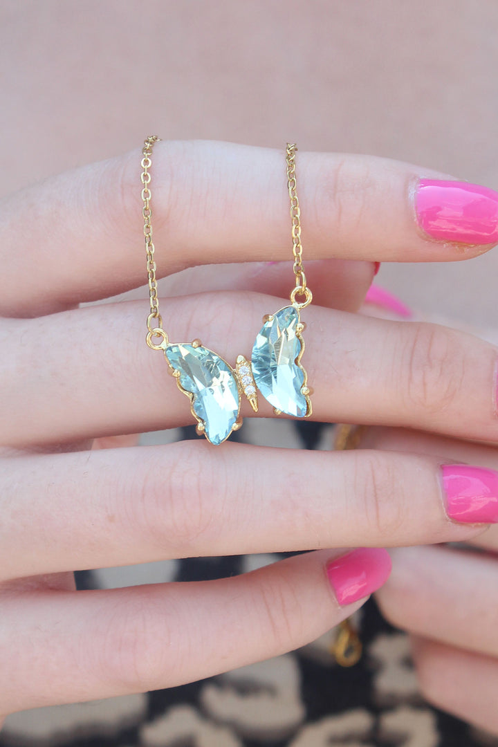 EBJ 316L Stainless Steel Gold Color Butterfly Model Women's Necklace with Zircon Stone - Vyshneve