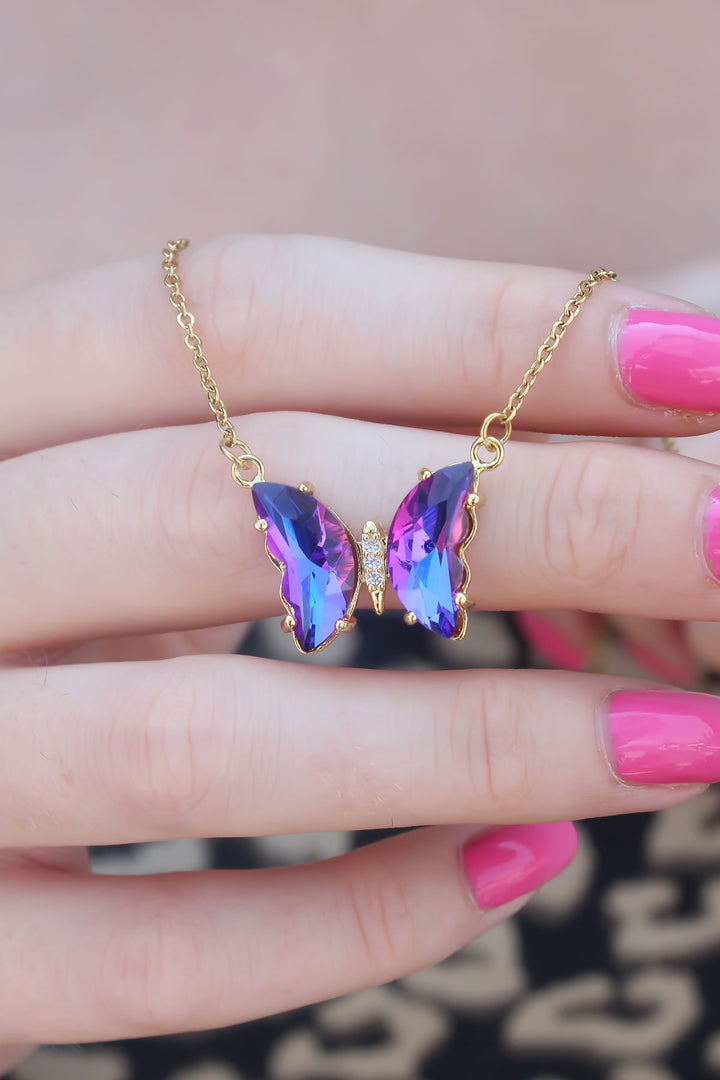 EBJ 316L Steel Gold Color Purple Crystal Stone Model Women's Necklace - Nijkerk